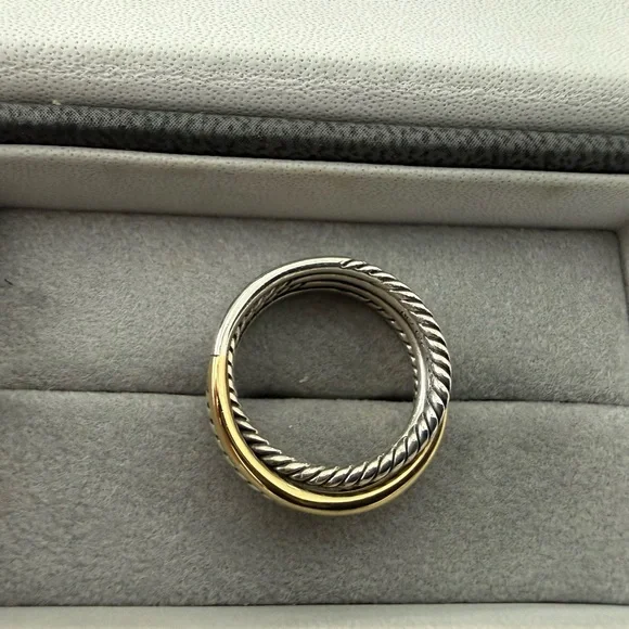 David Yurman Silver and Gold Twisted Ring - Picture 3 of 4